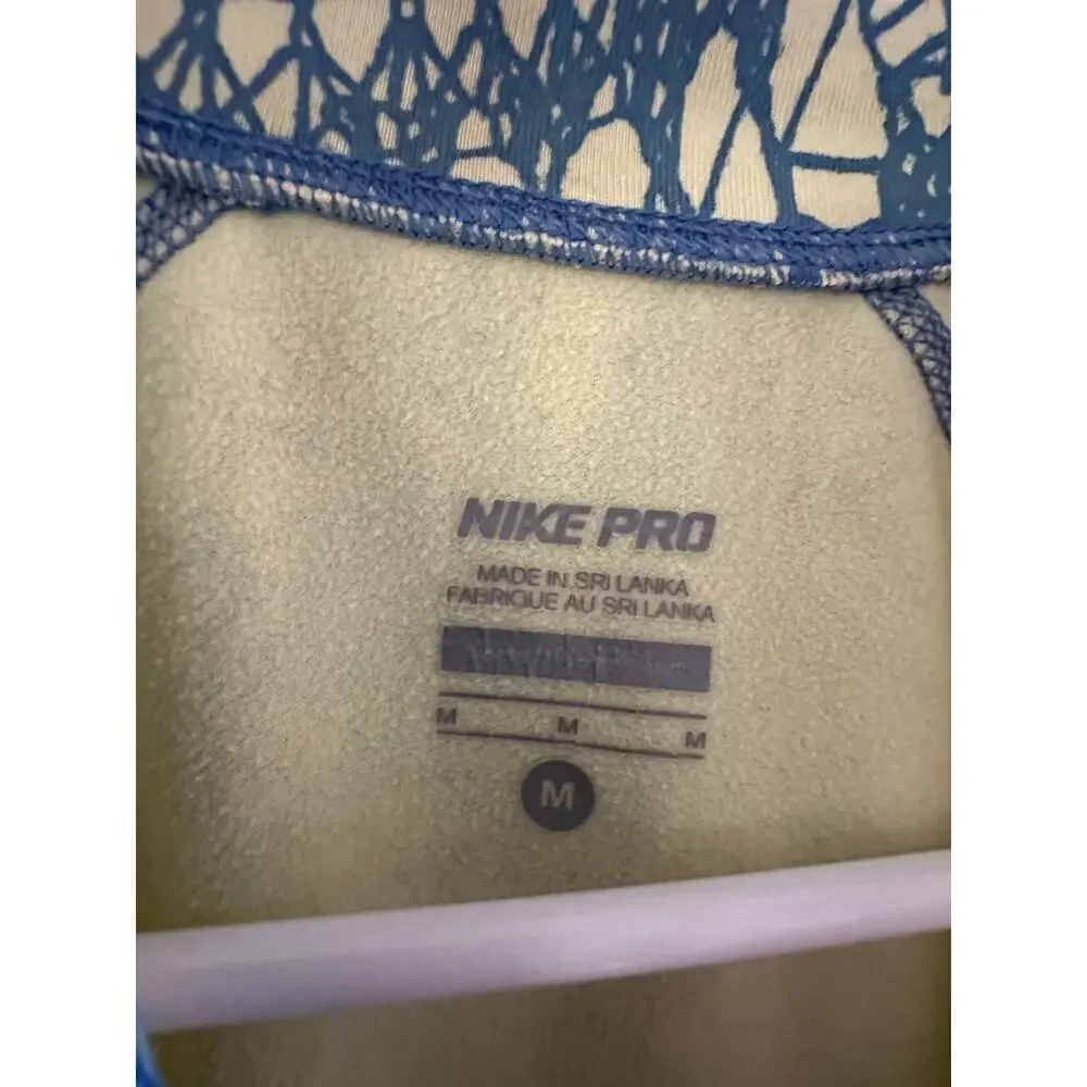 Nike Pro HyperWarm Women's Yellow Blue running 1/4 Zip Top Size Medium